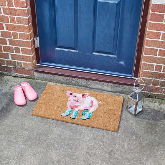 Pig in Wellies Doormat 45x75 cm