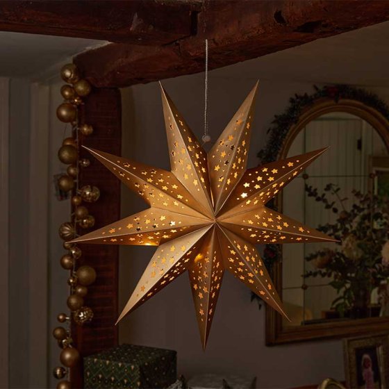 InLit Gold Origami Star 50cm Whitehall Garden Centre