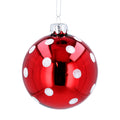 Shiny Red Glass Ball With White Spots 8cm