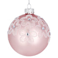 Matt Pink Glass Ball With Iridescent Diamante 8cm