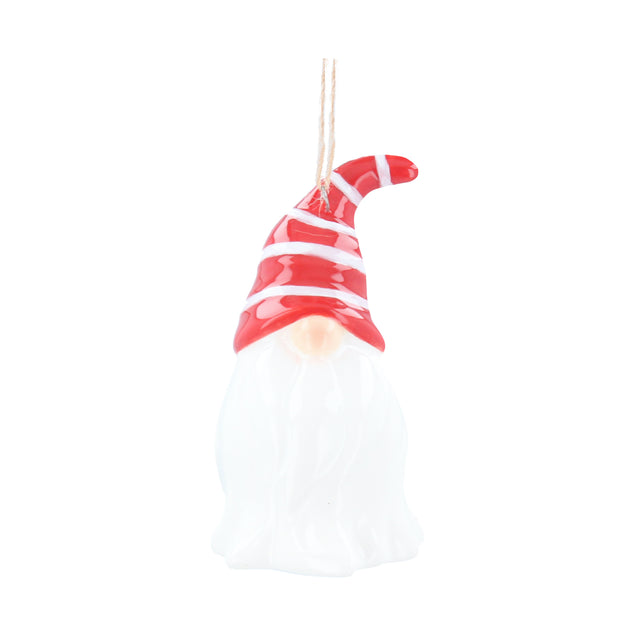 Red/White Stripe Ceramic Nordic Santa Decoration 7cm
