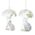 Natural Resin Mouse or Hedgehog With Toadstool Decoration