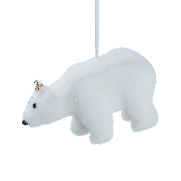 White Flock Polar Bear With Crown Decoration