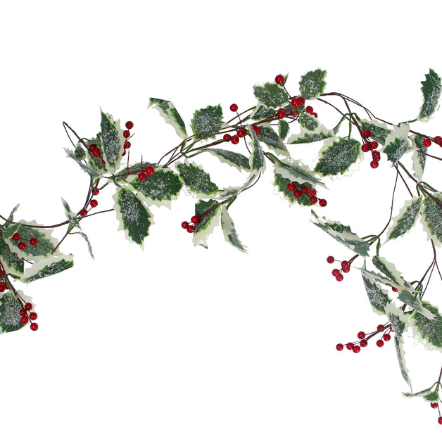 Varigated Holly and Red Berry Garland