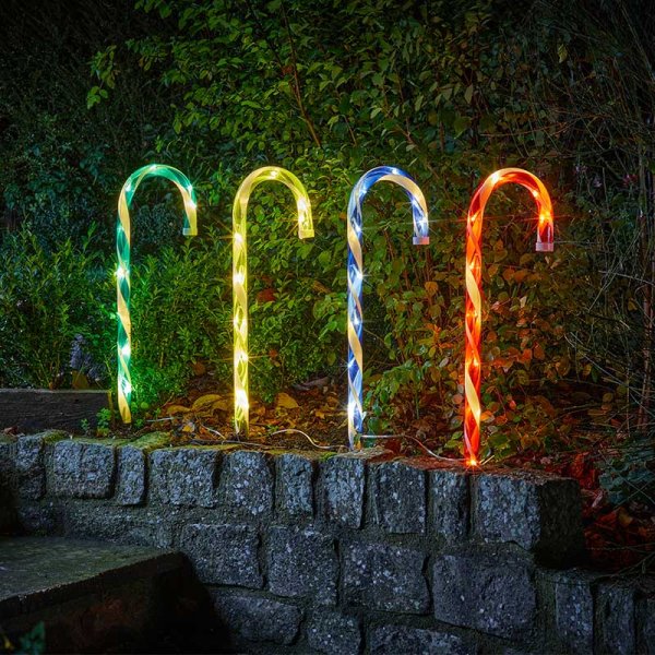 CandyCane Stakes Large 4 Pack Multi-Coloured Battery Operated