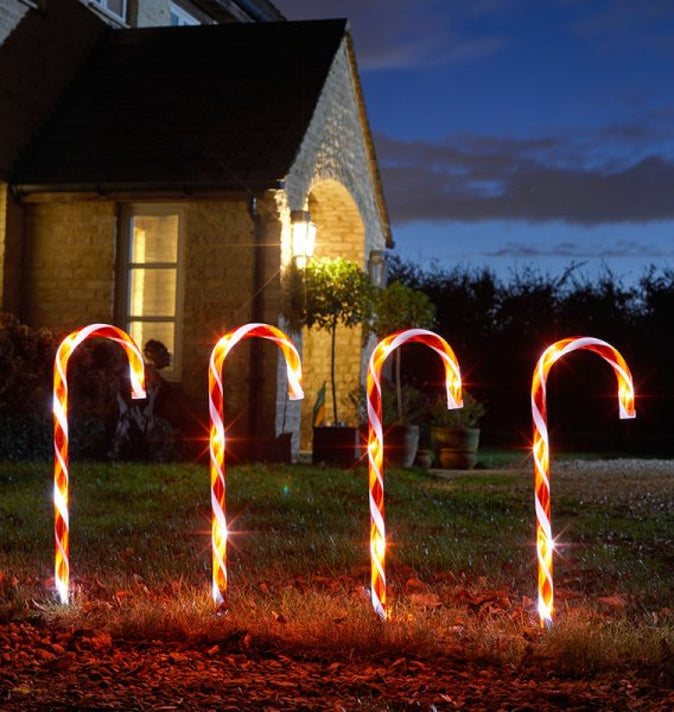 CandyCane Stakes Large 4 Pack Red Battery Operated