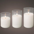 LED Wax Candle Clear Glass Set of 3