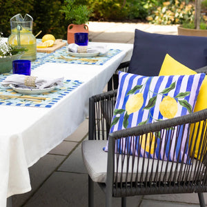 Lemons 43x43cm Outdoor Polyester Cushion Blue