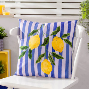 Lemons 43x43cm Outdoor Polyester Cushion Blue