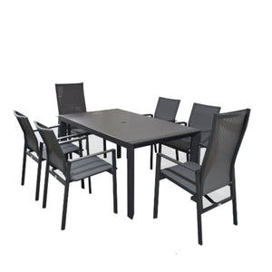 Supremo Livorno 6 Seat Rectangular Dining Set (with 2 Recliners)