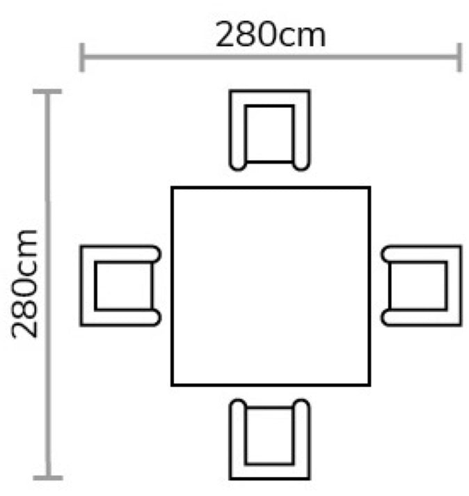 Supremo Livorno 4 Seat 90cm Square Dining Set