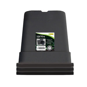 25cm Square Tom Pots Black 3 Pack