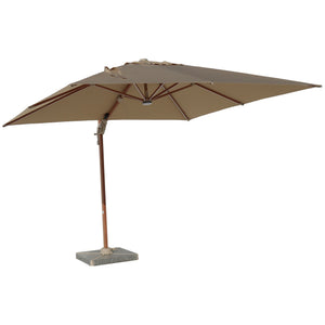 Bramblecrest Truro 3x3m Sand Square Cantilever Parasol with Wood Effect Pole, LED Light & Cover