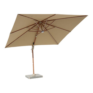 Bramblecrest Truro 3x3m Sand Square Cantilever Parasol with Wood Effect Pole, LED Light & Cover