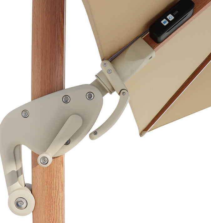 Bramblecrest Truro 3x3m Sand Square Cantilever Parasol with Wood Effect Pole, LED Light & Cover