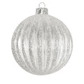 Clear Gass Ribbed Ball with Silver Glitter