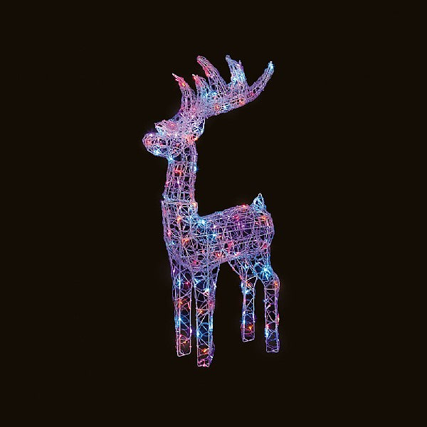 Premier Acrylic Standing Reindeer 1.15m with Rainbow Lights