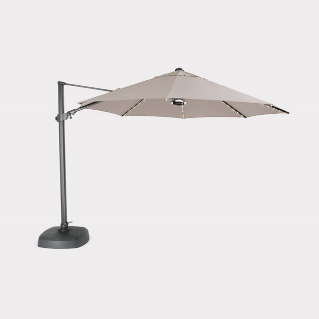 Kettler 3.5m Free Arm Parasol LED Grey/Stone