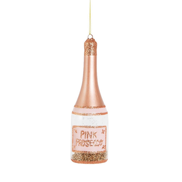 Lets Celebrate Pink Prosecco Shaped Bauble