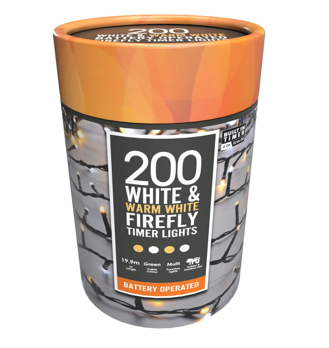 200 Battery Firefly Lights White & Warm White