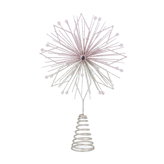 Pink & Silver Glittered Wire Tree Top Star Large