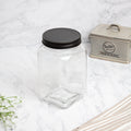 T&G Medium Square Glass Jar Black H180mm