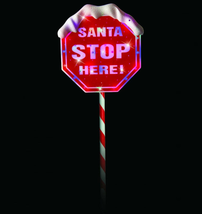 LED Santa Stop Here Sign