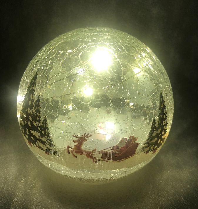 Crackle Ball Santa Sleigh Scene 15cm
