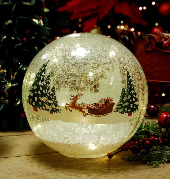 Crackle Ball Santa Sleigh Scene 20cm