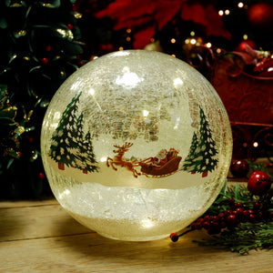 Crackle Ball Santa Sleigh Scene 20cm