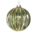 Clear Green & Gold Ribbed Glass Ball