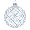 Clear Ball with Silver Glitter Trellis & Pearl 8cm