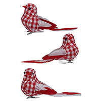 Red & White Gingham Fabric Bird Clip