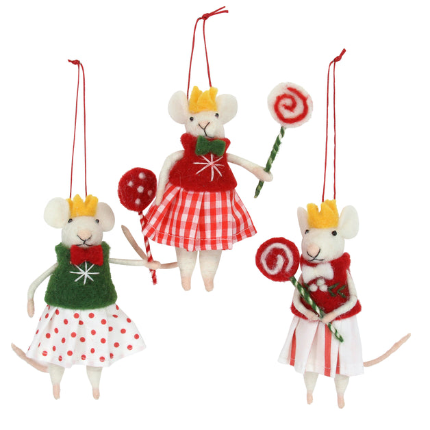 Wool Mix Mouse Girl with Lollipop Decoration