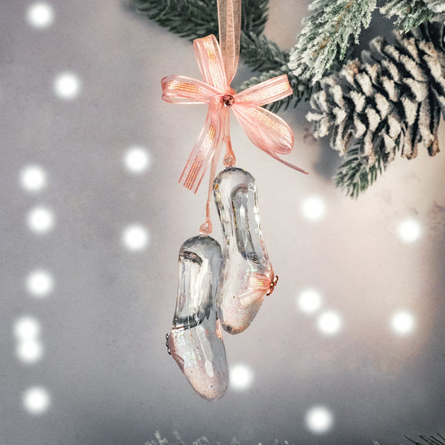 Clear Acrylic Pink Ribbon Ballet Shoes