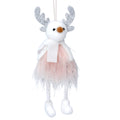Faux Fur Pink & White Reindeer Decoration