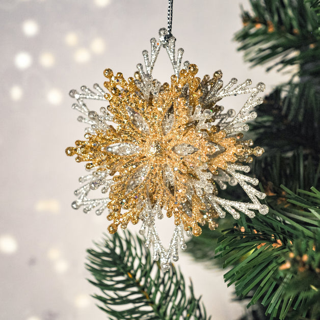 Acrylic Layered Gold Snowflake Decoration