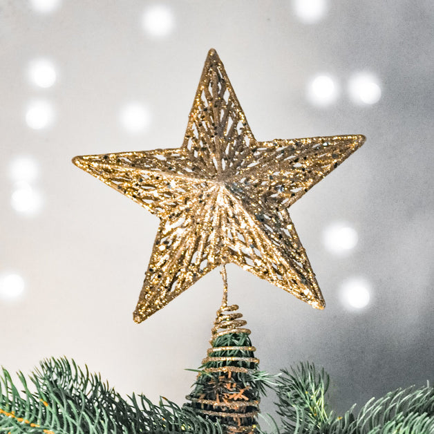 Gold Glitter Moulded Tree Top Star