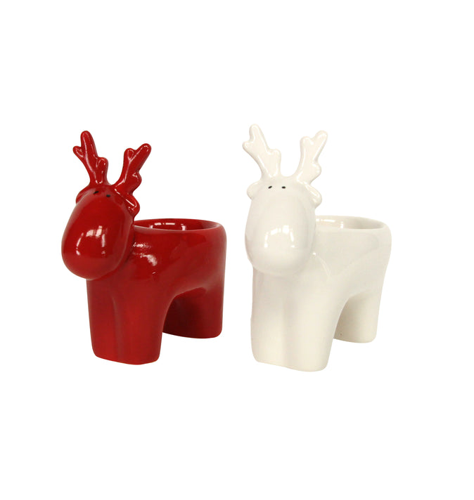 Red & White Ceramic Reindeer Nite Lite