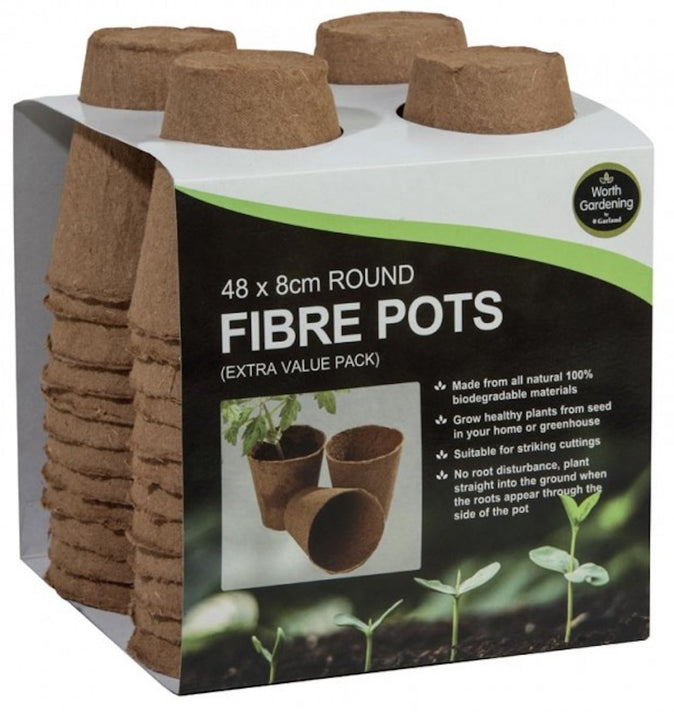 Round Fibre Pots 8cm 48 Pack