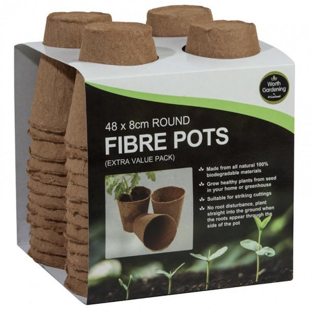 Round Fibre Pots 8cm 48 Pack