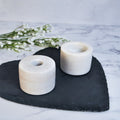 Garden Trading Co. Pair of Burleigh Candle Holders In White Marble