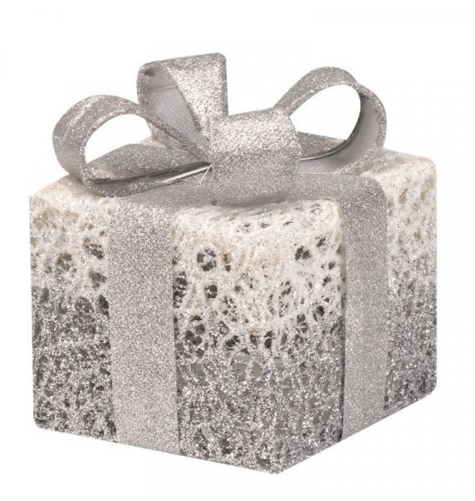 Sparkly Silver Faux Gift Boxes