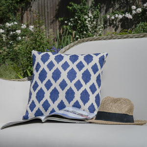 Bramblecrest Blue Trellis Square Scatter Cushion