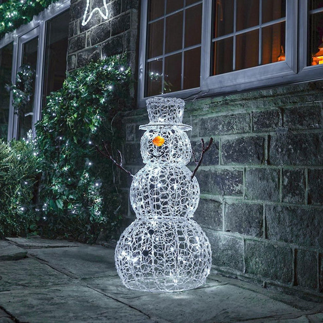 Premier Acrylic Snowman 90cm with Cool White Lights