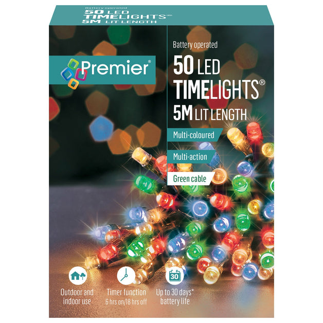 Premier 50 Battery Operated Timelights Multi Coloured