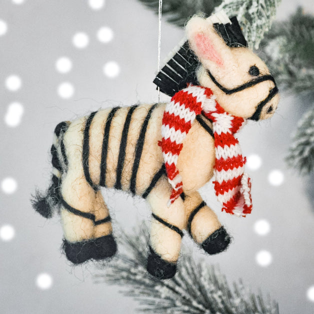 Christmas Zebra Felt Hanging Decoration