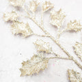 Pale Gold Glitter Holly Branch 48cm