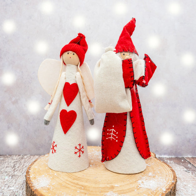 Red & White Felt Santa or Angel Tree Topper