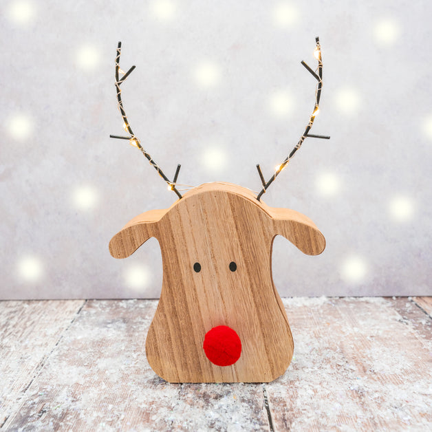 Wood LED Reindeer Head